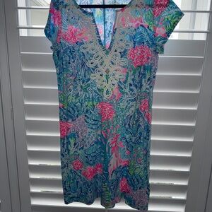 Lilly Pulitzer Pink and Blue Tropical Coverup Dress